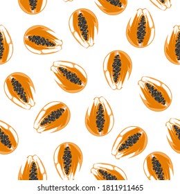 papaya seamless pattern on white background. print for taani, clothes, packaging, notebook, blank note. modern style wall poster