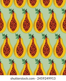 Papaya. Seamless pattern. Textile design, packaging.