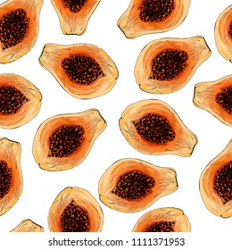 Papaya seamless pattern, vector