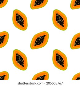 Papaya seamless pattern. Vector illustration