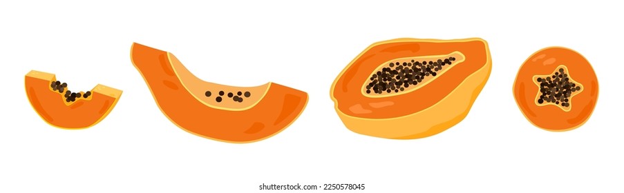 Papaya set in cartoon style