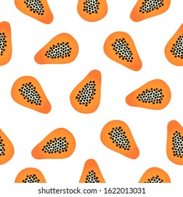 Papaya. Simple cartoon vector illustration. Seamless pattern