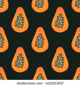 Papaya. Simple cartoon vector illustration. Seamless pattern
