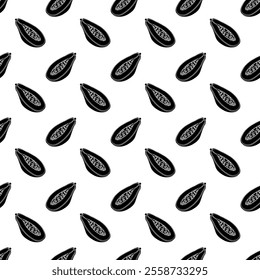 Papaya simple seamless pattern on white background. Wrapping paper, gift card, poster, banner design. Home decor, modern textile print. Summer bright geometric fruits patterned.