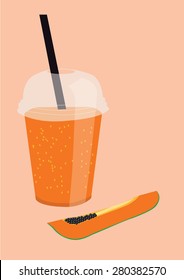 Papaya smoothie. Vector Illustration