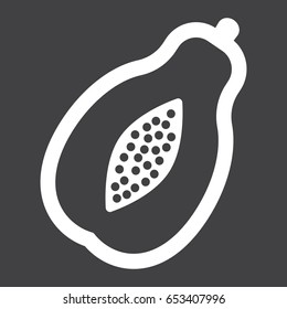 Papaya solid icon, fruit and tropical, vector graphics, a glyph pattern on a black background, eps 10.