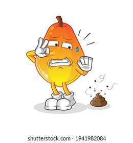 papaya with stinky waste illustration. character vector