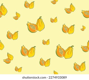 papaya summer vibes vector seamless pattern