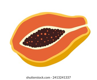 Papaya sweet and flavorful addition to well rounded and balanced diet. Ingredient for salads, smoothies and desserts. Nutritious sweet tropical fruit for dieting and nutrition. Vector in flat style