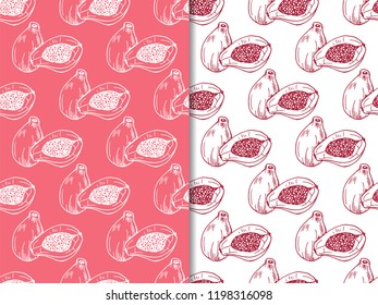 papaya tropical fruit seamless pattern