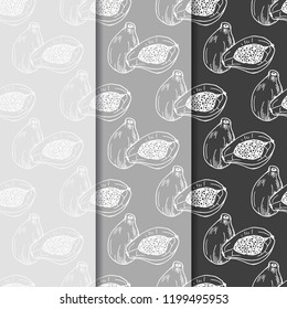 papaya tropical fruit seamless pattern