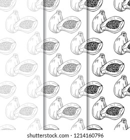 papaya tropical fruit seamless pattern