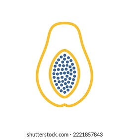 Papaya tropical fruit vector icon. Graph symbol for food and drinks web site, apps design, mobile apps and print media, logo, UI