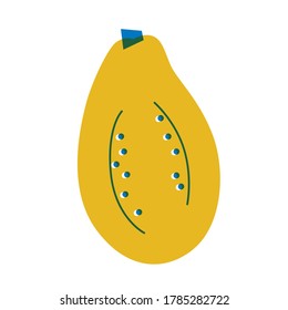 Papaya vector abstract illustration. Vegetables cartoon hand drawing. Can be use for restaurants menu, cover, packaging.