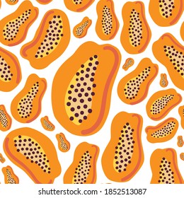 Papaya vector flat pattern can use for menu, web, print, wrapping, package, backdrop