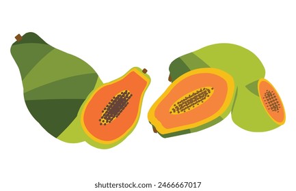 Papaya Vector And Illustration Bundle. 