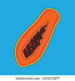 Papaya vector illustration in decorative style