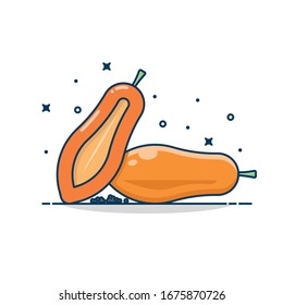 Papaya vector illustration. Fruits icon. For sticker, web line page, banner, icon and more.