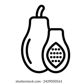 Papaya Vector Line Icon Design