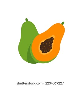 Papaya,flat design icon vector illustration