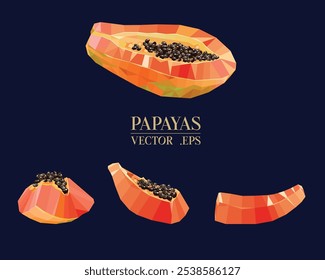 La ilustración de Papayas tiene un diseño de baja poli. 
con una variedad de diseños Puede realizar ediciones en el archivo de trabajo.