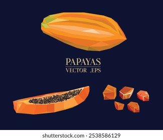 La ilustración de Papayas tiene un diseño de baja poli. 
con una variedad de diseños Puede realizar ediciones en el archivo de trabajo.