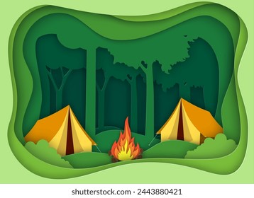 Pape summer landsape. Background for summer camp, nature tourism, camping design concept.