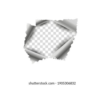 Pape, torn hole in the sheet Vector illustration.