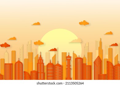 Papecut City at Sunset Landscape Banner Background