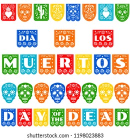 Papel Picado mit Zuckerschädeln zum Tag der Toten (Dia de los Muertos)