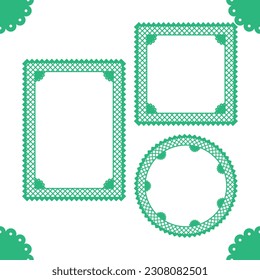 Papel picado frames. Traditional mexican style cut out templates for greeting card, banner, flier. Set of borders. Vector illustration.