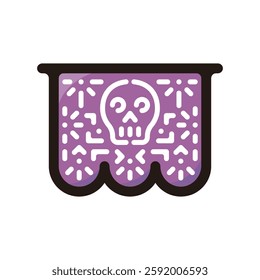 Papel picado illustration icon.Simple vector outline, clipart for graphic design.