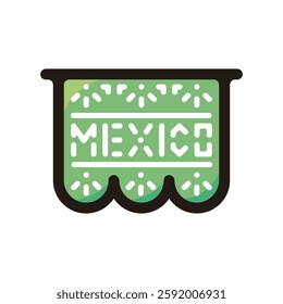 Papel picado illustration icon.Simple vector outline, clipart for graphic design.