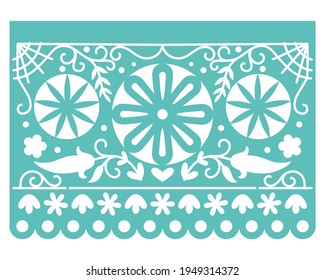 Papel Picado, Mexico Fiesta. Colorful mexican perforated papel picado banner