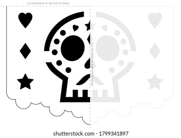 Papel picado stencil template. Dia de Muertos banner blueprint.