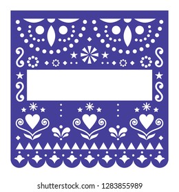 Papel Picado template vector design, Mexican happy turquoise paper fiesta decoration