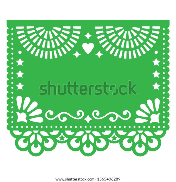 Papel Picado Vector Blank Template Design Floral Green Design With 