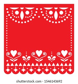 Papel Picado vector template design with no text, red Mexican square paper decoration with flowers and geometric shapes - greeting card or invitation.
  
Traditional ornamental banner form Mexico