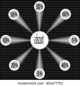 Paper 10% discount, 30% discount, 40% discount, 50% discount, 5% discount, 3% discount 60% discount 20%, labels - Labels with string