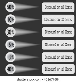 Paper 10%  off, 30% off, 40% off, 50% off, 5% off, 3% Labels - Tags with String
