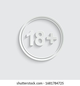 Paper 18 plus icon. black vector 18 plus sign 
