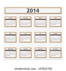 Paper 2014 calendar, vector eps10 illustration