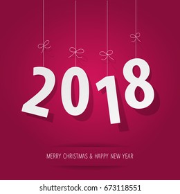 paper 2018 digits on pink background