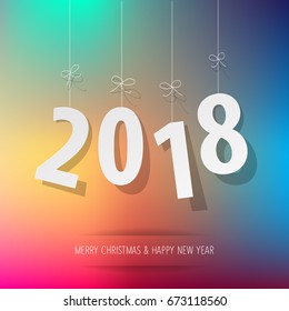 paper 2018 digits on rainbow bokeh background