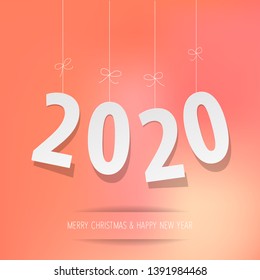 Paper 2020 digits on a Coral color bokeh background