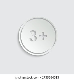 paper 3 plus icon. black vector 3 + plus sign 