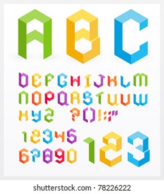 Paper 3D alphabet letters and numbers