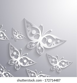 Paper 3d butterflies background - eps10 vector