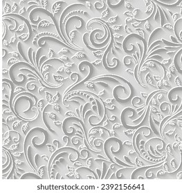 Paper 3d floral seamless pattern background	
