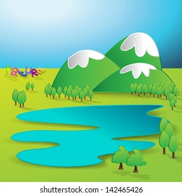 Paper 3D Green Field And Blue Sky Background - Vector Illustration, Graphic Design Useful For Your Design